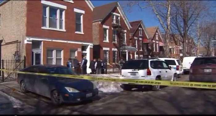 The crime scene where an 8-month-old baby girl named Rose Herrera was reportedly murdered in Chicago, Illinois.