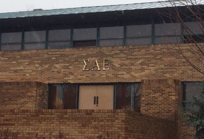 The Sigma Alpha Epsilon fraternity is seen at the University of Oklahoma in Norman, Oklahoma, March 9, 2015.