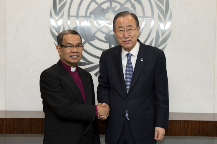 Bishop Efraim Tendero, WEA Secretary General, with Mr. Ban Ki-moon, Secretary General of the UN.