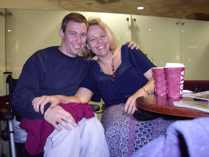 Martin Pistorius meets Joanna at Heathrow Airport in August 2008.