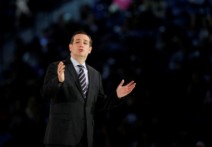 U.S. Senator Ted Cruz, R-Texas, confirms his candidacy for the 2016 U.S. presidential election race during a speech at Liberty College in Lynchburg, Virginia, March 23, 2015. Cruz, a conservative firebrand who frequently clashes with leaders of his Republican Party, became the first major figure from either party to jump into the 2016 U.S. presidential election race on Monday when he announced his candidacy earlier in the day on Twitter.