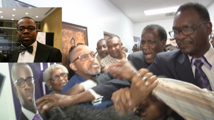 Pastor Orlando D. Franklin (inset) and his brawling congregants.