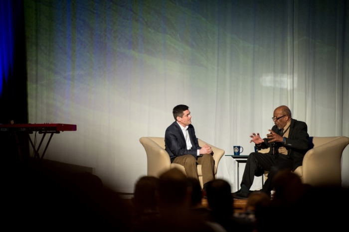Russell Moore and John M. Perkins during a conversation on 'The Civil Rights Movement after 50 Years' at the Ethics & Religious Liberty Commission's Leadership Summit in Nashville, Tennessee, March 26, 2015.