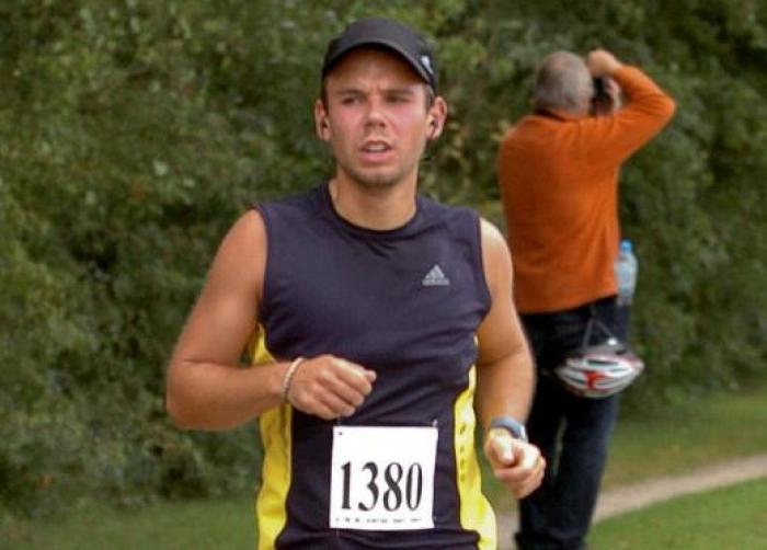 Andreas Lubitz runs the Airportrace half marathon in Hamburg in this September 13, 2009 file photo.