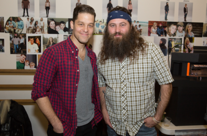 Willie Robertson of 'Duck Dynasty' poses with 'The Duck Commander Musical' star Ben Thompson.