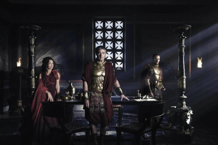 Joanne Whalley as Claudia (L), Vincent Regan as Pilate (C) and Will Thorp as Cornelius in NBC's 'A.D. The Bible Continues.'