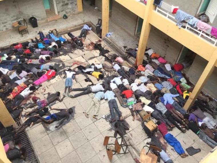 The carnage at Garissa University College in Kenya.