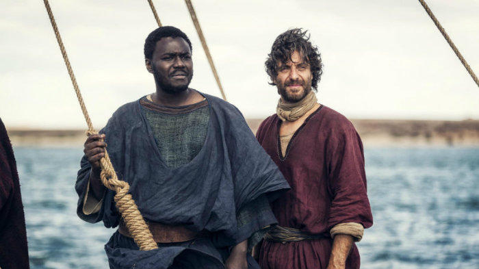 Babou Ceesay as John and Adam Levy as Peter in NBC's 'A.D. The Bible Continues.'