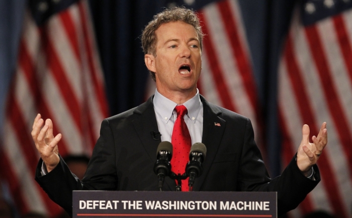 U.S. Senator Rand Paul (R-KY) formally announces his candidacy for president during an event in Louisville, Kentucky, April 7, 2015. Earlier on Tuesday, Paul initially announced his candidacy in a post on his website.