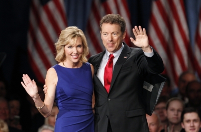 U.S. Senator Rand Paul (R-KY) arrives with his wife Kelley before formally announcing his candidacy for president during an event in Louisville, Kentucky, April 7, 2015. Earlier on Tuesday, Paul initially announced his candidacy in a post on his website.