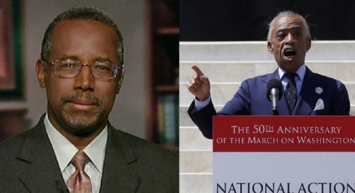 Renowned neurosurgeon and potential 2016 GOP presidential candidate, Dr. Ben Carson (L), and civil rights leader the Rev. Al Sharpton.