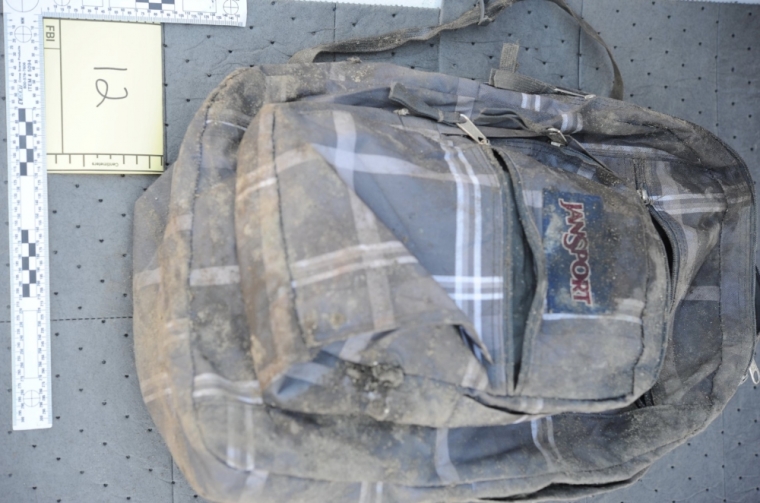 A plaid backpack is seen in this undated handout evidence photo provided by the U.S. Attorney's Office in Boston, Massachusetts, on March 25, 2015. FBI Special Agent Kenneth Benton testified that he and fellow agents searched the landfill after a college friend of Tsarnaev's took the plaid backpack from the defendant's dorm room and tossed it into a dumpster.
