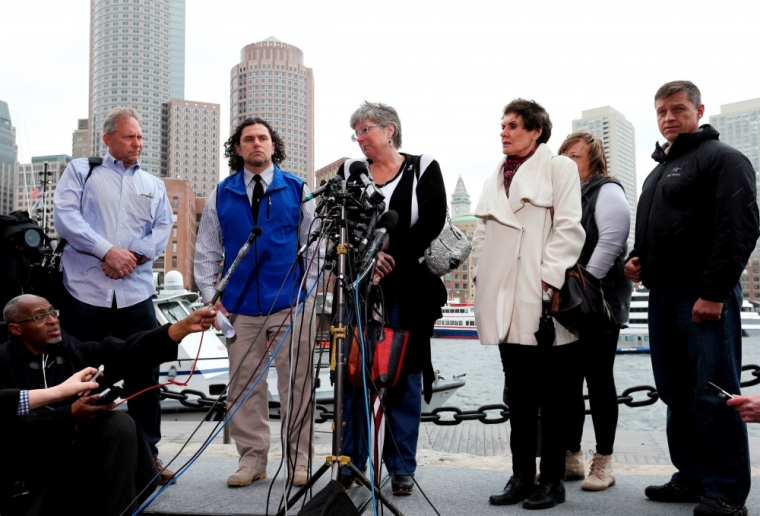 Boston marathon bombing victims and survivors (L to R) Dana Cohen, Carlos Arrendono, Karen Brassard, Laurie Scher, Liz Norden, and Mike Ward speak to media after a jury found bombing suspect Dzhokhar Tsarnaev guilty, in Boston, Massachusetts, April 8, 2015. Tsarnaev was found guilty on Wednesday of the 2013 Boston Marathon bombing that killed three people and injured 264 others, and the jury will now decide whether to sentence him to death.