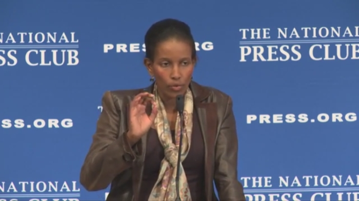 Former Muslim and outspoken critic of Islam Ayaan Hirsi Ali proposes five amendments to the Islamic faith at the National Press Club in Washington D.C. on April 7, 2015.