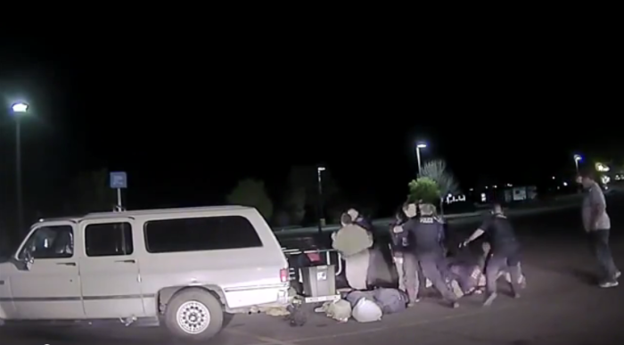 A Christian family band, Matthew 24 Now, brawls with police in Arizona in a Walmart parking lot on March 21, 2015.