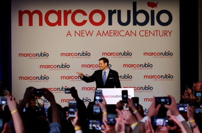U.S. Senator Marco Rubio, R-Fla., arrives to announce his bid for the Republican nomination in the 2016 U.S. presidential election race during a speech at the Freedom Tower in Miami, Florida, April 13, 2015.