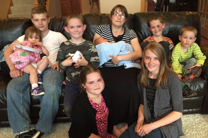 Niki Rogan and her children, including newborn baby Blaise.