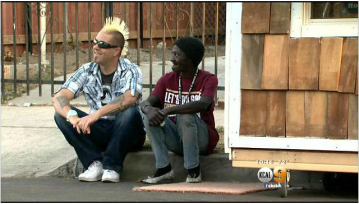 Elvis Summers, 37, is being hailed as a good samaritan by residents in South Los Angeles, California, for building Irene McGhee, a homeless woman, a portable house.