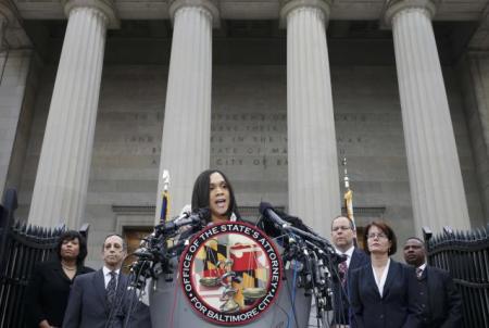 Baltimore state attorney Marilyn Mosby speaks on recent violence and says there is "probable cause to file criminal charges in the Freddie Gray case" of officers involved in the arrest of Freddie Gray, a black man who later died of injuries he sustained while in custody in Baltimore, Maryland, May 1, 2015.