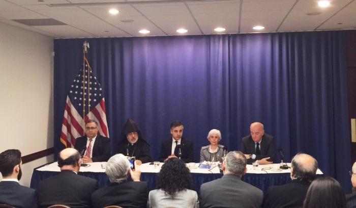 Leaders and supporters of Armenian Church at a press conference in Washington, D.C.