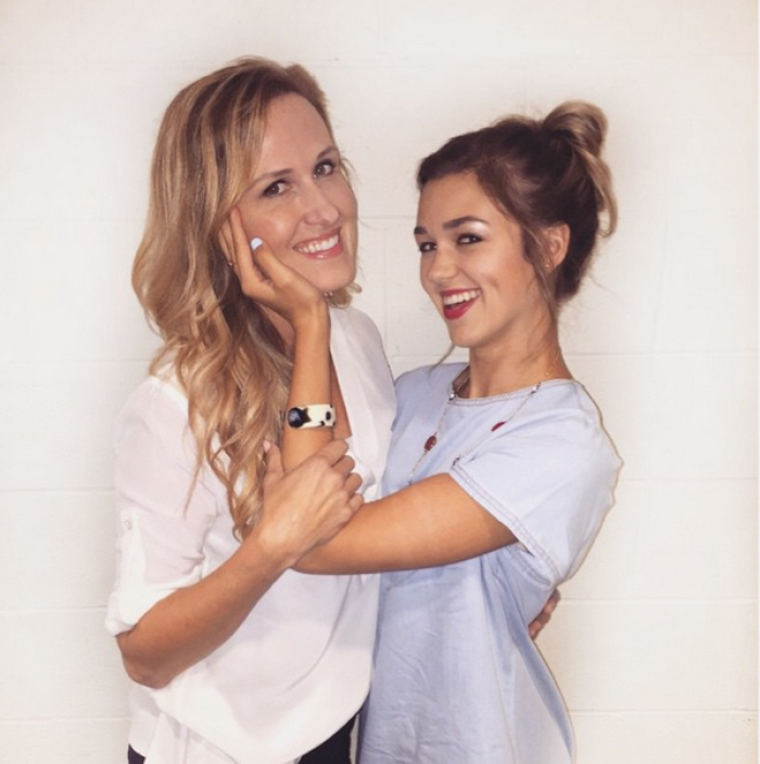 Sadie Robertson and her mother, Korie Robertson, of A&E's reality TV show 'Duck Dynasty' at the Women of Faith conference in Columbus, Ohio, on May 1-2, 2015.