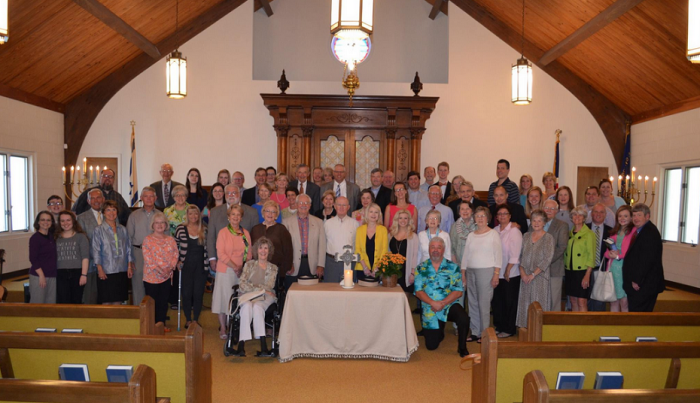 The congregation of Grace Church of Columbus, Georgia, which held its first worship service at the Shearith Israel Synagogue in Columbus, Georgia, on Sunday April 26, 2015.