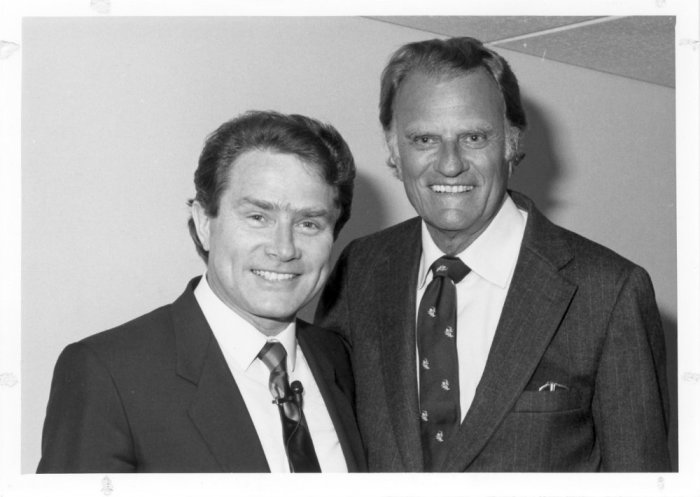 Evangelist Luis Palau and the Rev. Billy Graham are seen in this undated photo.