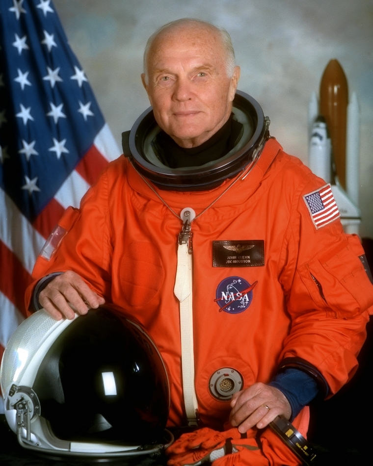 John Glenn on the occasion of his second space flight on October 29, 1998, on Space Shuttle Discovery's STS-95.