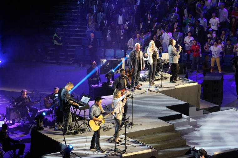 Empowered21 singers and musicians perform at the Jerusalem Pais Arena in Israel, Jerusalem on Wednesday May 20, 2015.
