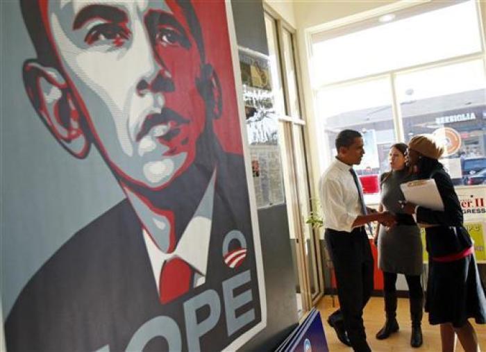 Shepard Fairey's posters of Obama became the iconic image of the historic campaign in 2008.