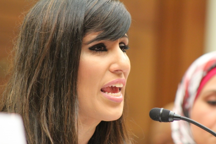 Naghmeh Abedini, the wife of imprisoned pastor Saeed Abedini, testifies before a House Foreign Affairs Committee Hearing on June 2, 2015, in Washington D.C.