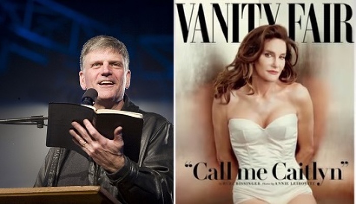 A side by side picture of the Rev. Franklin Graham and Caitlyn Jenner.