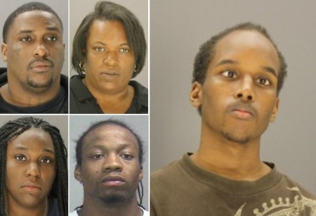 Cedric Jones, Sharon Jones (top left), Cecila McDonald and Lonnell McDonald (bottom left) all remain in the Dallas County Jail on 0,000 bail. All are charged with engaging in organized criminal activity. Robert Joseph Cayald, 22 (right), is accused of raping the unidentified teen.