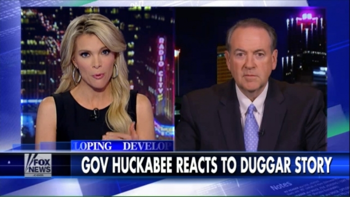 Megyn Kelly interviews GOP Presidential candidate Mike Huckabee on 'The Kelly File' on June 8, 2015.