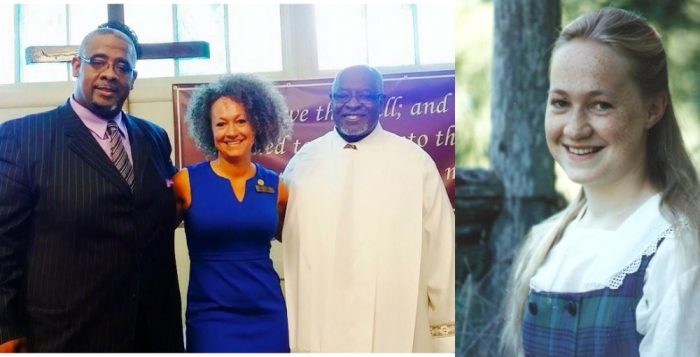 Rachel Dolezal, president of the Spokane chapter of the NAACP, is pictured here with New Hope Baptist Church Assistant Pastor James Watkins (L), and Senior Pastor Happy Watkins (R). Dolezal, who is white and president of the Spokane chapter of the NAACP, is accused of misrepresenting her race by portraying herself as black in an application to serve on the Citizen Police Ombudsman Commission, which is a volunteer commission.
