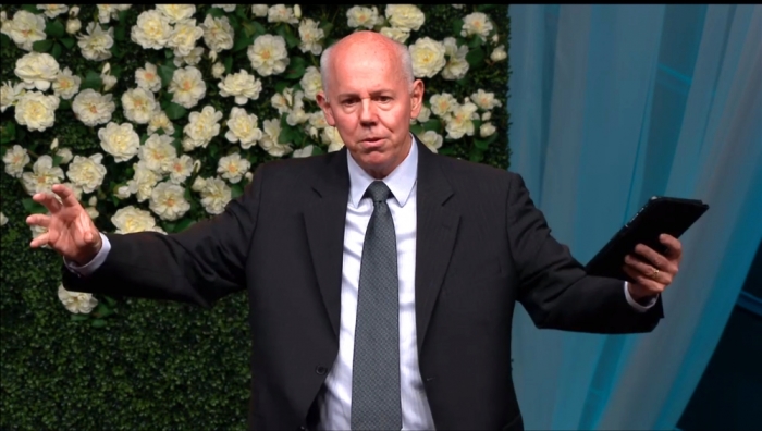 Pastor Tom Holladay preaching on marriage at Saddleback Church
