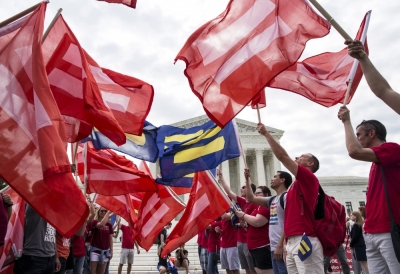 Supporters of gay marriage rally in front of the Supreme Court in Washington June 25, 2015.