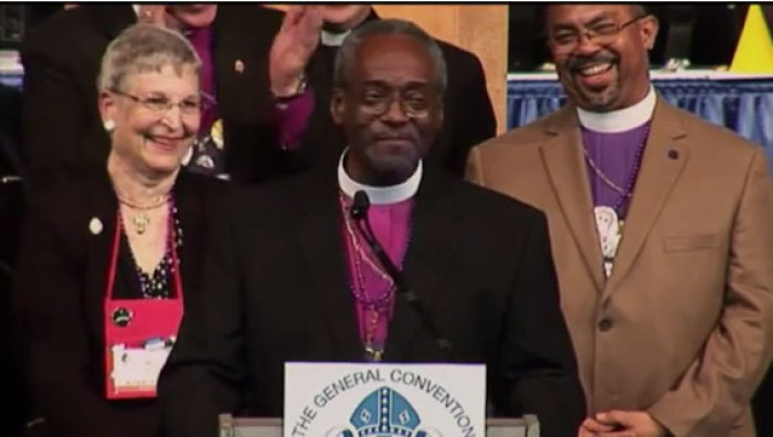Credit : Screenshot of an Episcopal News Service video of Bishop Michael Curry's election