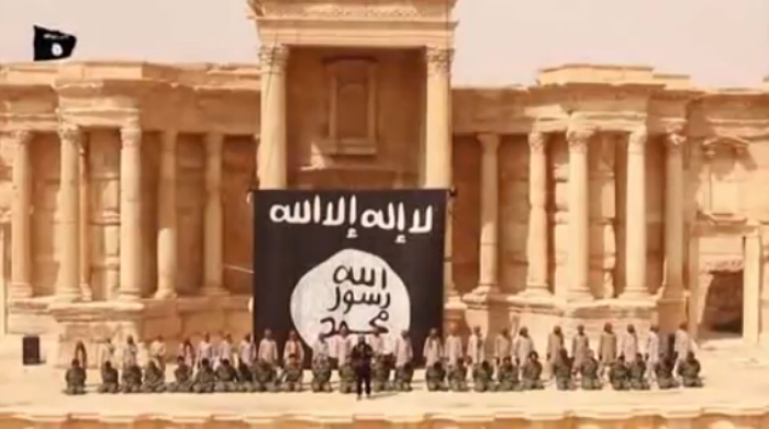 ISIS child jihadis execute 25 Syrian soldiers at an ancient Roman Amphitheater in Sryia.