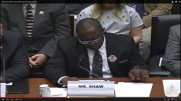 Jamiel Shaw Sr. testified before the House Judiciary Committee on July 2, 2013, in Washington about how laxity in deportation of undocumented criminals led to his teenage son being murdered for no reason. Shaw Sr.'s wife and Jamiel's mother was serving in Iraq at the time of his killing.