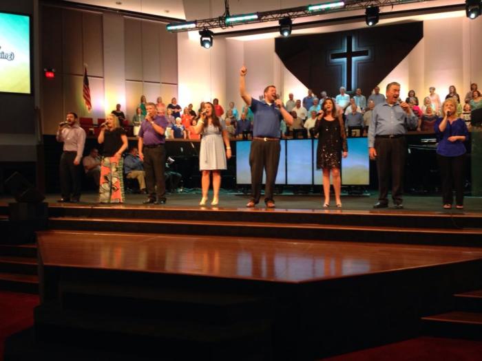 The praise team singing at Mobberly Baptist Church in Longview, Texas.