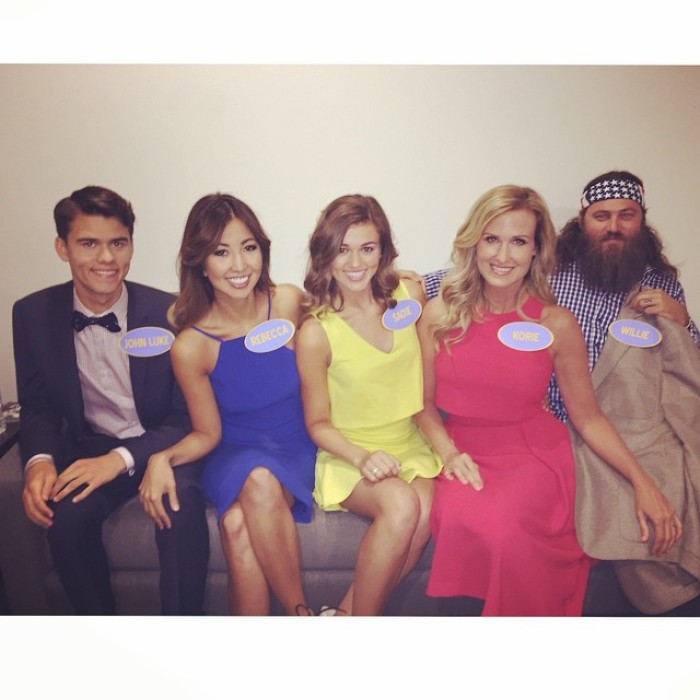 The Robertson family, who star in the A&E hit series 'Duck Dynstay,' appear on 'Celebrity Family Feud' on July 12, 2015 in a bid to raise money for charity.