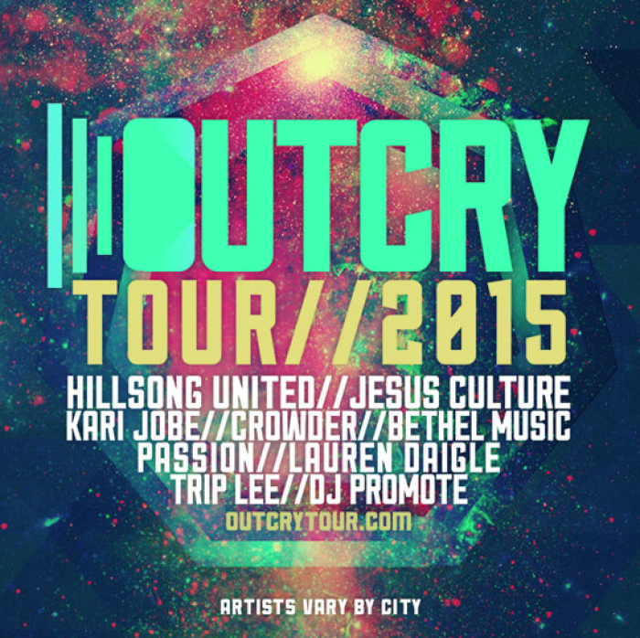 A poster for the upcoming Christian music and teaching Outcry Tour.