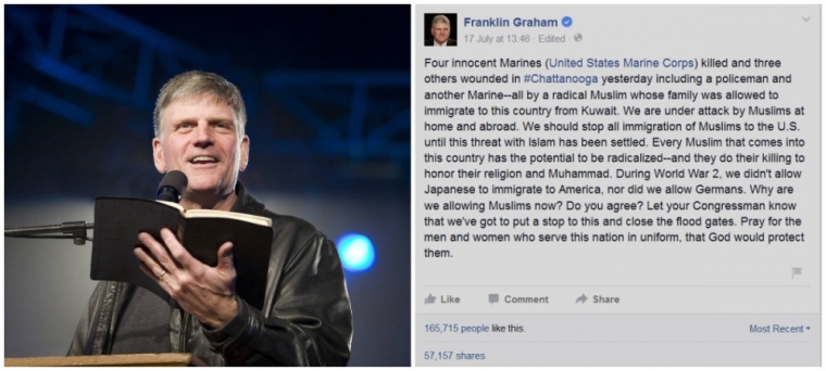 Franklin Graham facebook post on Muslims and immigration