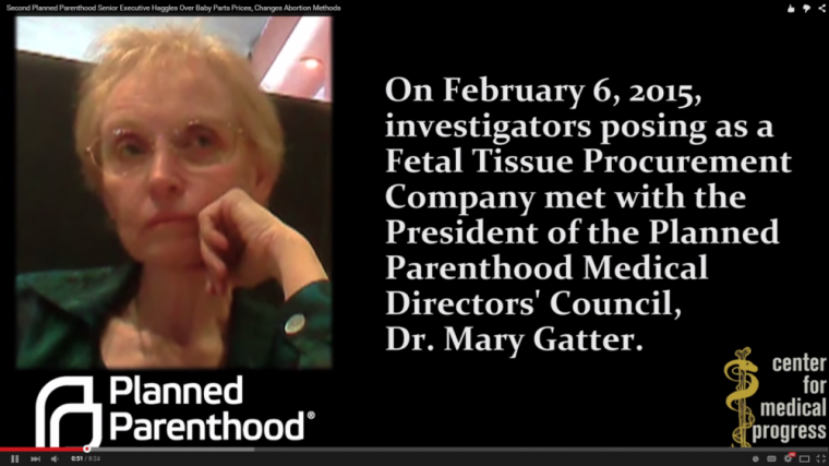 Mary Gatter, medical director at Planned Parenthood Pasadena, negotiates with a fake Biotech company over the standard price of aborted baby body parts in California on February, 6, 2015.