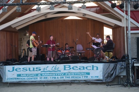 Music performance at "Jesus at the Beach", an annual Christian outreach event held in Ocean City, Maryland.