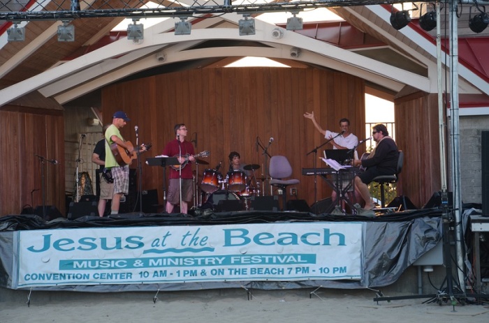 Music performance at 'Jesus at the Beach', an annual Christian outreach event held in Ocean City, Maryland.