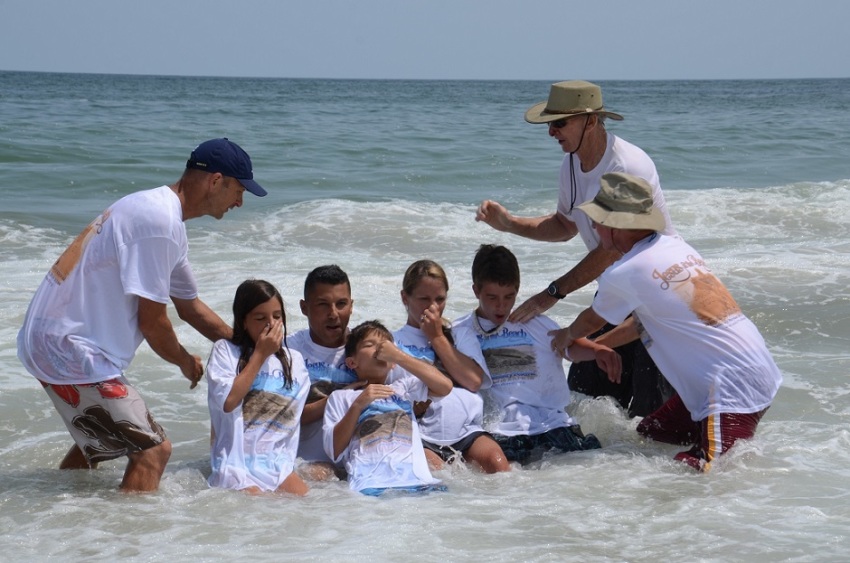 Baptisms held in the Atlantic Ocean as part of