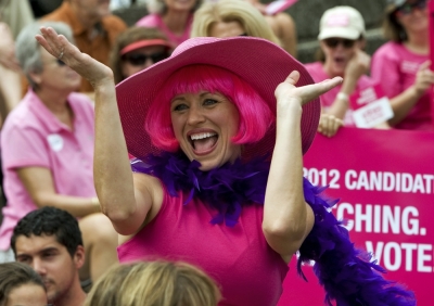 Tamara Quette, a supporter of Planned Parenthood, attends a rally near the Republican National Convention in downtown Tampa, Florida, August 29, 2012.