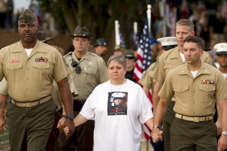 Cathy Wells, the mother of Marine Lance Cpl. Squire K. 